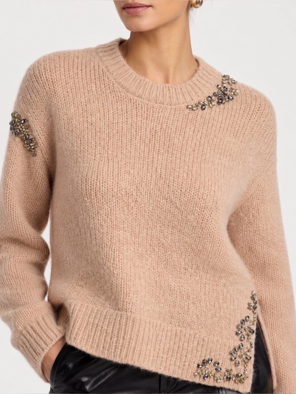 Cinq a Sept Crystal Lilliana Crewneck Sweater